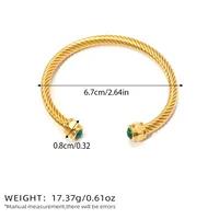 Vacation Classic Style Solid Color 304 Stainless Steel 18K Gold Plated Natural Stone Bangle In Bulk main image 2