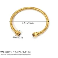 Vacation Classic Style Solid Color 304 Stainless Steel 18K Gold Plated Natural Stone Bangle In Bulk main image 7