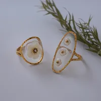 Wholesale Jewelry Cute Pastoral Flower 304 Stainless Steel Shell 18K Gold Plated Flowers Open Rings main image 8