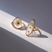 Wholesale Jewelry Cute Pastoral Flower 304 Stainless Steel Shell 18K Gold Plated Flowers Open Rings main image 6