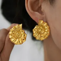 1 Pair Vacation Conch 304 Stainless Steel 18K Gold Plated Ear Studs main image 4