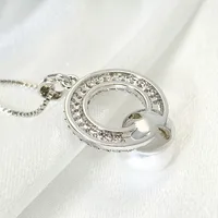 Elegant Round Copper Plating Inlay Pearl Zircon White Gold Plated Women's Pendant Necklace main image 4