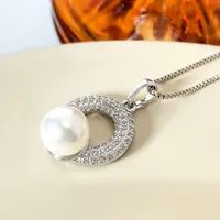 Elegant Round Copper Plating Inlay Pearl Zircon White Gold Plated Women's Pendant Necklace main image 5