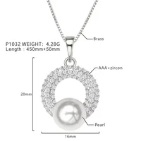 Elegant Round Copper Plating Inlay Pearl Zircon White Gold Plated Women's Pendant Necklace main image 2