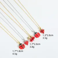 Cute Classic Style Cherry Beetles Strawberry Copper Zircon 14K Gold Plated Women's Pendant Necklace main image 2