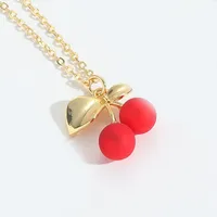 Cute Classic Style Cherry Beetles Strawberry Copper Zircon 14K Gold Plated Women's Pendant Necklace sku image 1