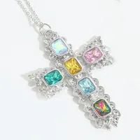 Retro Classic Style Cross Copper Zircon 14K Gold Plated Women's Pendant Necklace sku image 4