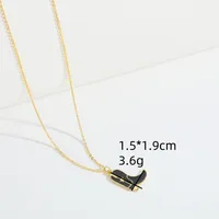 Retro Cowboy Style Boots Copper Enamel 14K Gold Plated Women's Pendant Necklace main image 2