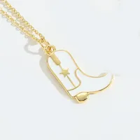 Retro Cowboy Style Boots Copper Enamel 14K Gold Plated Women's Pendant Necklace sku image 1