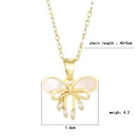 Vacation Classic Style Bow Knot Titanium Steel Copper Bowknot Inlaid Zircon Women's Pendant Necklace main image 2