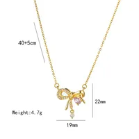 Vacation Classic Style Bow Knot Titanium Steel Copper Bowknot Inlaid Zircon Women's Pendant Necklace main image 3
