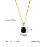IG Style Simple Style Shiny Quadrilateral 304 Stainless Steel Titanium Steel Zircon 18K Gold Plated Women's Pendant Necklace main image 6