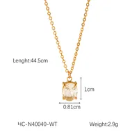IG Style Simple Style Shiny Quadrilateral 304 Stainless Steel Titanium Steel Zircon 18K Gold Plated Women's Pendant Necklace main image 2