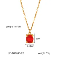 IG Style Simple Style Shiny Quadrilateral 304 Stainless Steel Titanium Steel Zircon 18K Gold Plated Women's Pendant Necklace main image 3
