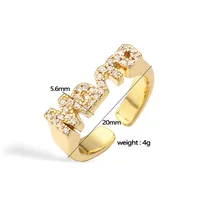 Vintage Style Simple Style MAMA MOM Letter Copper Plating Inlay Zircon 18K Gold Plated Mother'S Day Women's Adjustable Ring Open Rings main image 3
