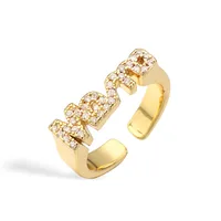 Vintage Style Simple Style MAMA MOM Letter Copper Plating Inlay Zircon 18K Gold Plated Mother'S Day Women's Adjustable Ring Open Rings main image 8