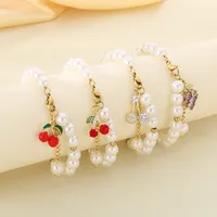 Cute Modern Style Classic Style Cherry Fruit 304 Stainless Steel Beaded 18K Gold Plated Women's Bracelets main image 1