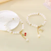 Cute Modern Style Classic Style Cherry Fruit 304 Stainless Steel Beaded 18K Gold Plated Women's Bracelets main image 6