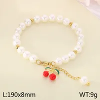 Cute Modern Style Classic Style Cherry Fruit 304 Stainless Steel Beaded 18K Gold Plated Women's Bracelets sku image 2