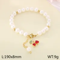Cute Modern Style Classic Style Cherry Fruit 304 Stainless Steel Beaded 18K Gold Plated Women's Bracelets sku image 3