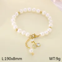 Cute Modern Style Classic Style Cherry Fruit 304 Stainless Steel Beaded 18K Gold Plated Women's Bracelets sku image 4