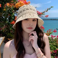 Net Red Knitted Hollow New Fisherman Hat Summer Sunscreen Cap Children's Outdoor Portable Foldable Sun Hat Wholesale main image 2