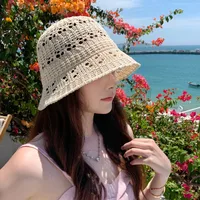 Net Red Knitted Hollow New Fisherman Hat Summer Sunscreen Cap Children's Outdoor Portable Foldable Sun Hat Wholesale main image 3