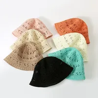 Net Red Knitted Hollow New Fisherman Hat Summer Sunscreen Cap Children's Outdoor Portable Foldable Sun Hat Wholesale main image 1