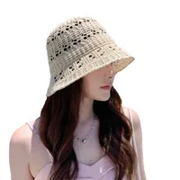 Net Red Knitted Hollow New Fisherman Hat Summer Sunscreen Cap Children's Outdoor Portable Foldable Sun Hat Wholesale main image 5
