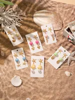 1 Pair Vacation Beach Starfish Turtle Shell Alloy Resin Drop Earrings main image 1