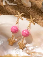 1 Pair Vacation Beach Starfish Turtle Shell Alloy Resin Drop Earrings main image 2