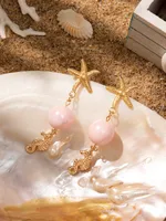 1 Pair Vacation Beach Starfish Turtle Shell Alloy Resin Drop Earrings main image 4