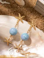 1 Pair Vacation Beach Starfish Turtle Shell Alloy Resin Drop Earrings main image 5