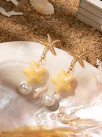 1 Pair Vacation Beach Starfish Turtle Shell Alloy Resin Drop Earrings main image 6