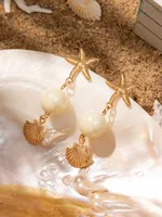 1 Pair Vacation Beach Starfish Turtle Shell Alloy Resin Drop Earrings main image 7