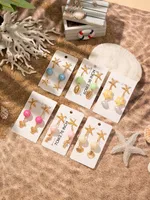 1 Pair Vacation Beach Starfish Turtle Shell Alloy Resin Drop Earrings main image 8