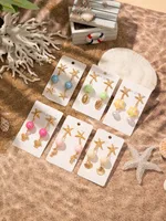 1 Pair Vacation Beach Starfish Turtle Shell Alloy Resin Drop Earrings main image 9