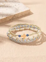 Casual Sweet Cross Artificial Crystal Imitation Pearl Glass Women's Bracelets main image 4