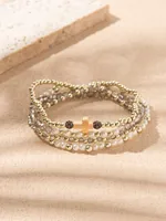 Casual Sweet Cross Artificial Crystal Imitation Pearl Glass Women's Bracelets main image 5