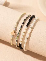 Casual Sweet Cross Artificial Crystal Imitation Pearl Glass Women's Bracelets main image 7