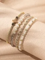 Casual Sweet Cross Artificial Crystal Imitation Pearl Glass Women's Bracelets main image 9