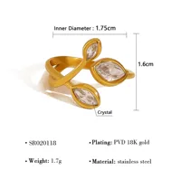 Vacation French Style Geometric Leaves 304 Stainless Steel Plating 18K Gold Plated Women's Open Rings main image 2