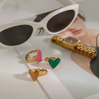 Modern Style Classic Style Heart Shape 316 Stainless Steel  Women's Adjustable Ring main image 5