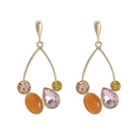 1 Pair Hip-Hop Simple Style Shiny Geometric Alloy Glass Drop Earrings main image 7