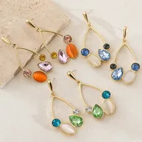 1 Pair Hip-Hop Simple Style Shiny Geometric Alloy Glass Drop Earrings main image 1