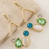1 Pair Hip-Hop Simple Style Shiny Geometric Alloy Glass Drop Earrings main image 5