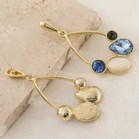 1 Pair Hip-Hop Simple Style Shiny Geometric Alloy Glass Drop Earrings main image 3
