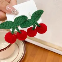 1 Pair Cute Sweet Cherry Plating Yarn Crochet Earrings main image 2