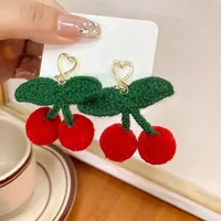 1 Pair Cute Sweet Cherry Plating Yarn Crochet Earrings main image 4