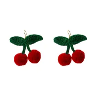 1 Pair Cute Sweet Cherry Plating Yarn Crochet Earrings sku image 2